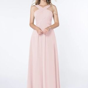 Azazie Blush Pink Cross-Strap Maxi Dress